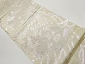 地紙に花々模様織出し丸帯